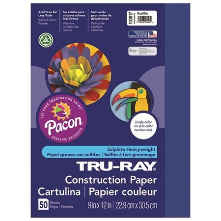 Pacon Corporation Pacon PAC103017BN 9 x 12 in. Tru Ray Dark Blue Construction Paper - 50 Sheet per Pack - Pack of 5 PAC103017BN